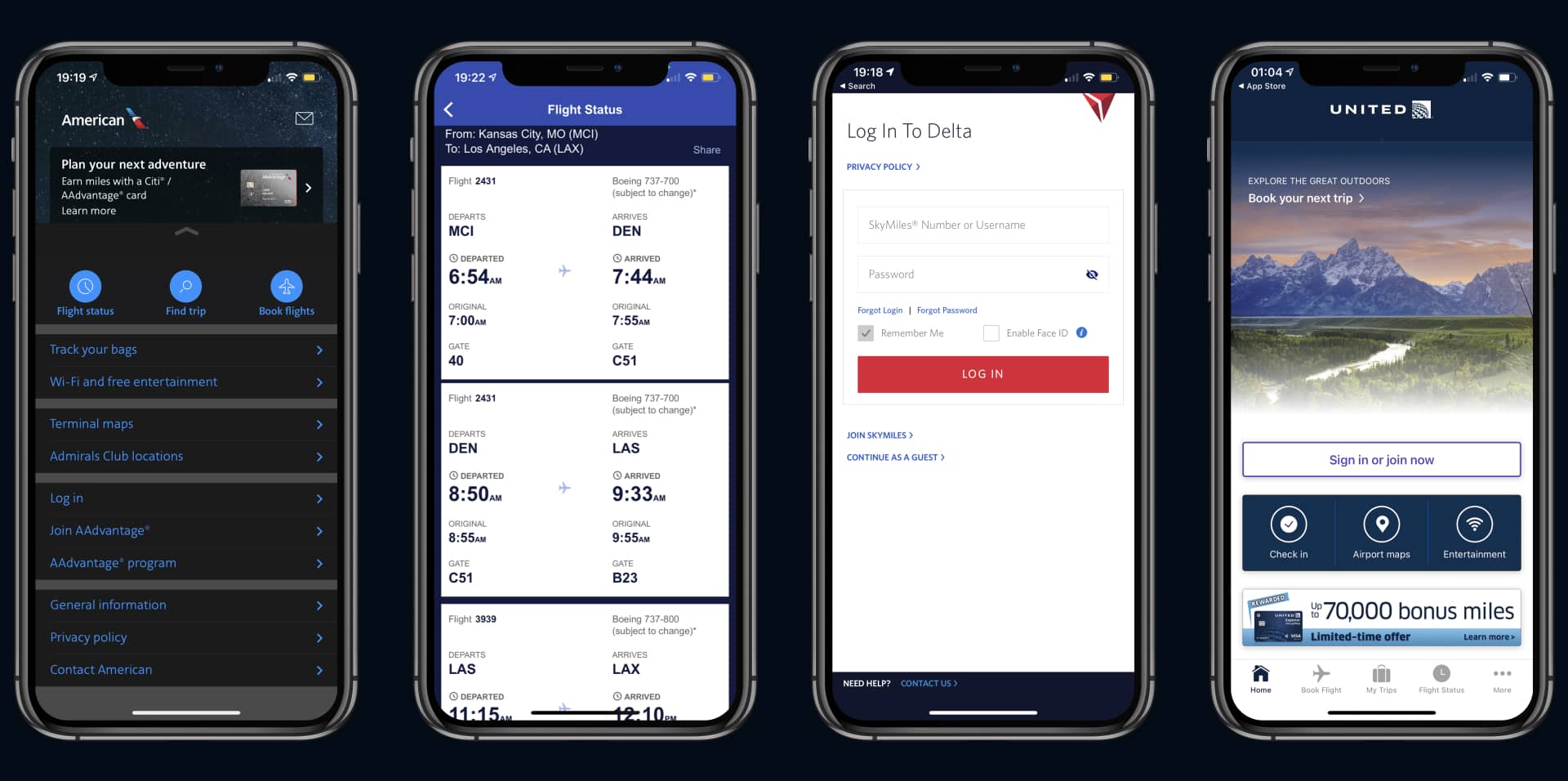 Popular Airline App Interfaces